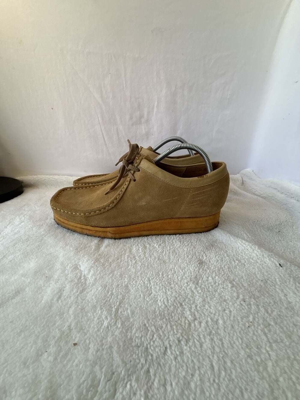 Clarks Originals Wallabee Beige Suede Moccasin Shoes Size 11